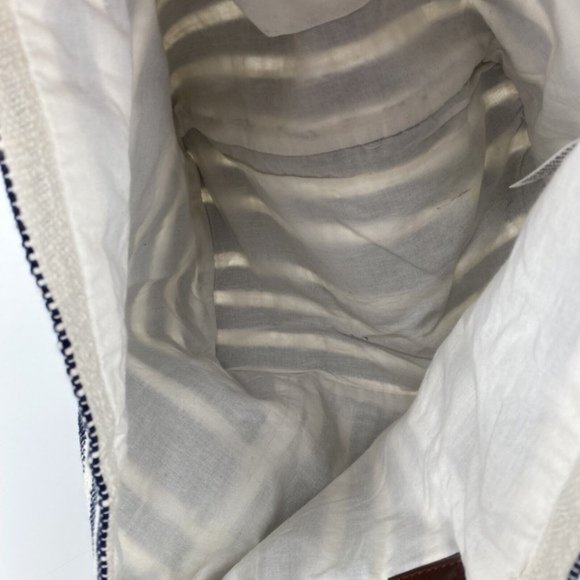 Crown & Ivy Women's Tote Bag Blue Ivory 100% Cotton Shopping Gym Beach - Picture 10 of 12